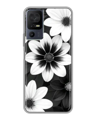 Чохол для TCL 40 SE з картинкою «Монохромні айстри»