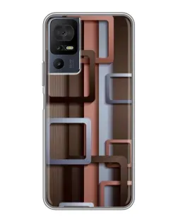 Чохол для TCL 40 SE з картинкою «Коричневі об'ємні квадрати»