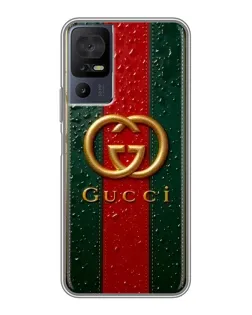 Чохол для TCL 50 5G з картинкою «Gucci — фірмова смуга та золото»