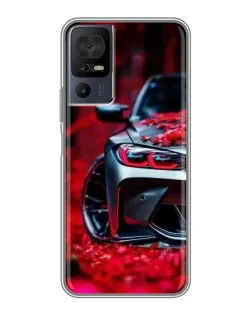 Чохол для TCL 50 5G з картинкою «Спортивна BMW та квіти»
