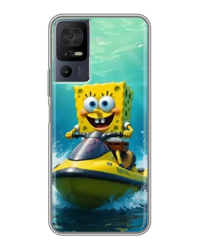 Чохол для TCL 50 5G з картинкою «Спанч Боб на гідроциклі»