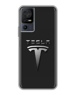 Чехол для TCL 50 5G с картинкой «Стальной логотип Tesla»