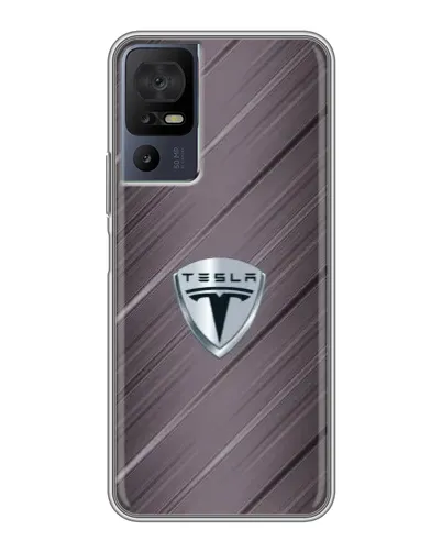Чехол для TCL 50 5G с картинкой «Металлическая текстура Tesla»