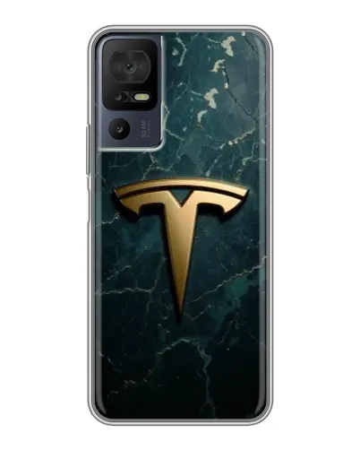 Чехол для TCL 50 5G с картинкой «Мраморная Tesla Gold»