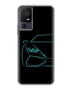 Чехол для TCL 50 5G с картинкой «Голубой силуэт Lamborghini»