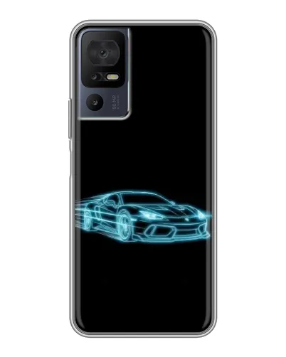 Чехол для TCL 50 5G с картинкой «Неоновый контур Lamborghini»