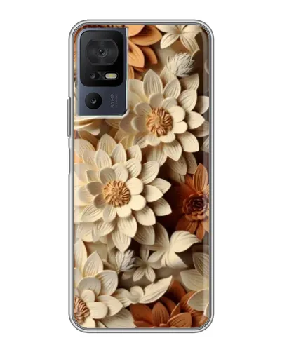 Чохол для TCL 50 5G з картинкою «Бежевий флористичний декор»