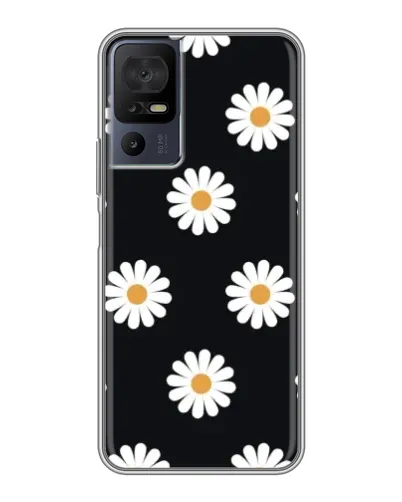 Чохол для TCL 50 5G з картинкою «Ромашки на чорному»