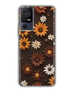Чохол для TCL 50 5G з картинкою «Візерунок з маленьких соняшників»
