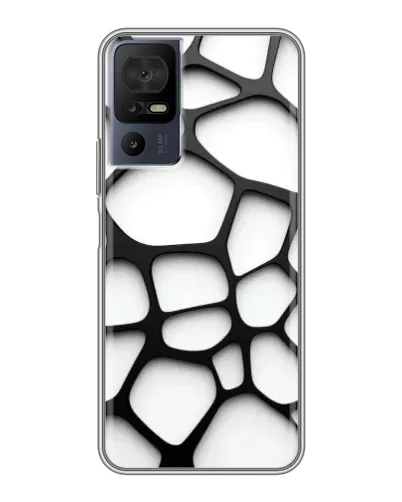 Чехол для TCL 50 5G с картинкой «Белая объемная сетка»