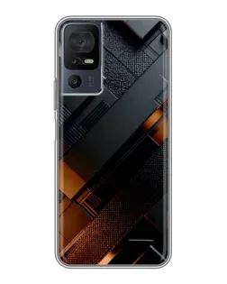 Чехол для TCL 50 5G с картинкой «Черные геометрические блоки»