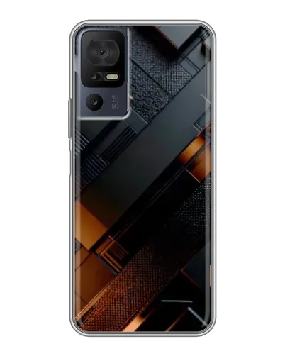 Чехол для TCL 50 5G с картинкой «Черные геометрические блоки»