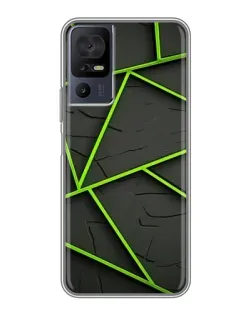 Чехол для TCL 50 5G с картинкой «Зеленые геометрические линии»