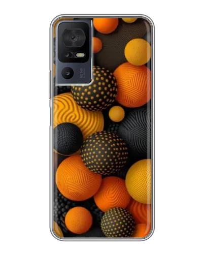 Чехол для TCL 50 5G с картинкой «Объемные оранжевые сферы»
