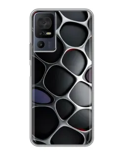 Чехол для TCL 50 5G с картинкой «Объемная темная решетка»