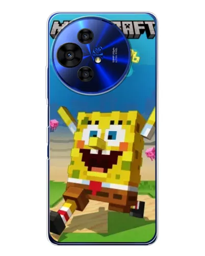 Чохол для TCL 50 Pro NxtPaper з картинкою «Губка Боб Minecraft» Чохол для TCL 50 Pro NxtPaper з картинкою «Губка Боб Minecraft»