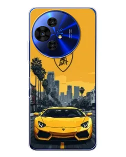 Чохол для TCL 50 Pro NxtPaper з картинкою «Жовтий Lamborghini місто»