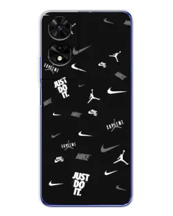 Чохол для TCL 505 з картинкою «Nike Black Pattern»