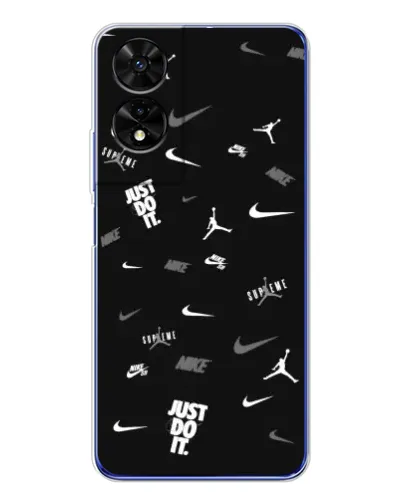 Чохол для TCL 505 з картинкою «Nike Black Pattern»