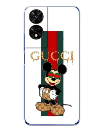 Чехол для TCL 505 с картинкой «Микки Маус Gucci — полосы»