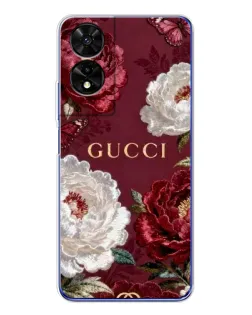 Чехол для TCL 505 с картинкой «Gucci — бордовые розы»