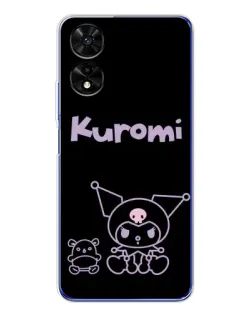 Чехол для TCL 505 с картинкой «Kuromi — черный минимализм»