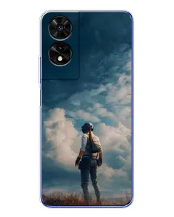 Чехол для TCL 505 с картинкой «Герой PUBG на скале»