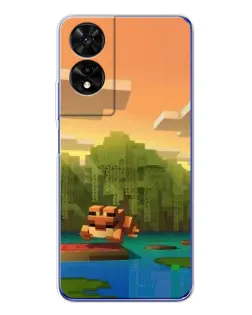 Чехол для TCL 505 с картинкой «Майнкрафт закат солнца»