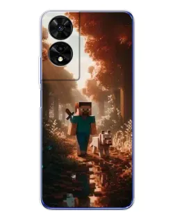 Чехол для TCL 505 с картинкой «Стив в лесу»