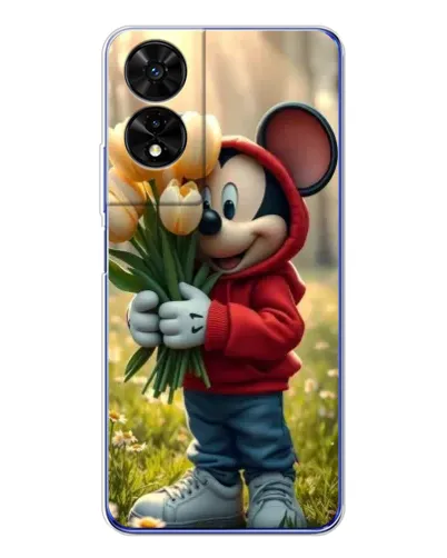 Чехол для TCL 505 с картинкой «Микки с тюльпанами» Чехол для TCL 505 с картинкой «Микки с тюльпанами»