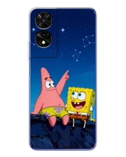 Чехол для TCL 505 с картинкой «Губка Боб и Патрик ночью» Чехол для TCL 505 с картинкой «Губка Боб и Патрик ночью»