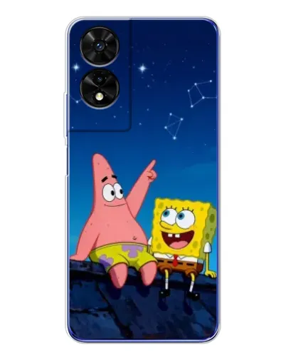 Чехол для TCL 505 с картинкой «Губка Боб и Патрик ночью»