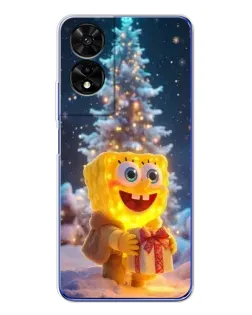 Чехол для TCL 505 с картинкой «Рождественский Спанч Боб»