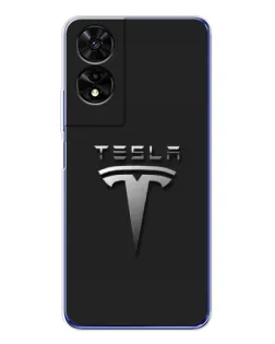 Чехол для TCL 505 с картинкой «Стальной логотип Tesla»