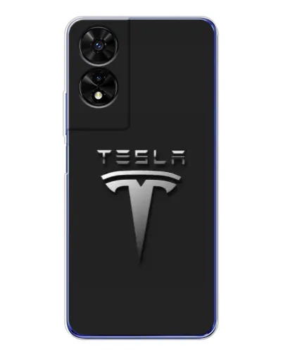 Чехол для TCL 505 с картинкой «Стальной логотип Tesla»