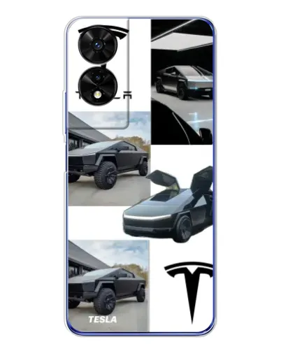 Чехол для TCL 505 с картинкой «Коллаж Cybertruck Tesla»