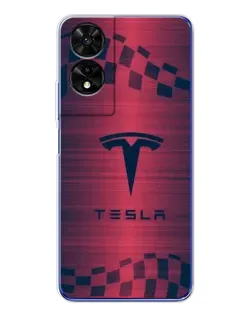 Чехол для TCL 505 с картинкой «Тесла красный карбон»