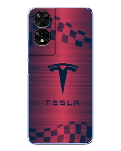 Чехол для TCL 505 с картинкой «Тесла красный карбон»