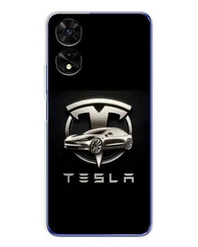 Чехол для TCL 505 с картинкой «Tesla — серебристое авто»