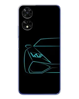 Чохол для TCL 505 з картинкою «Блакитний силует Lamborghini»