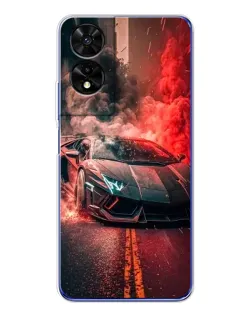 Чохол для TCL 505 з картинкою «Lamborghini червоний дим»