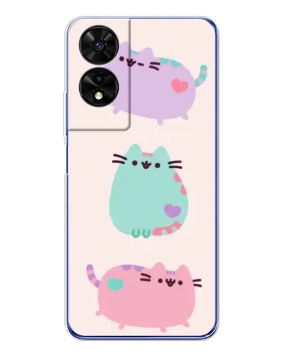 Чехол для TCL 505 с картинкой «Pusheen трио»
