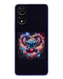 Чехол для TCL 505 с картинкой «Stitch в цветах»