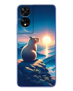 Чехол для TCL 505 с картинкой «Закат солнца с капибарой»