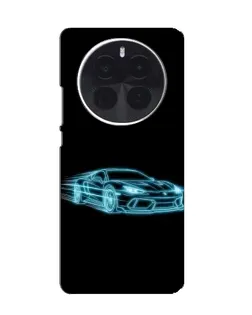 Чехол для TCL 60 Ultra NxtPaper с картинкой «Неоновый контур Lamborghini»