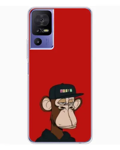 Чохол для TCL 605 з картинкою «Bored Ape — червоний фон»