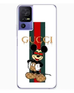 Чехол для TCL 605 с картинкой «Микки Маус Gucci — полосы»