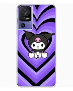 Чехол для TCL 605 с картинкой «Kuromi и фиолетовые сердца»