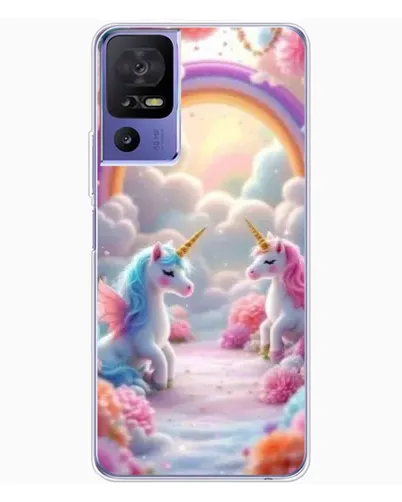 Чехол для TCL 605 с картинкой «Радуга и единороги»
