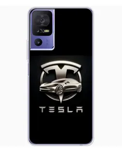 Чехол для TCL 605 с картинкой «Tesla — серебристое авто»